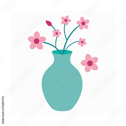 flat color illustration of a porcelain vase