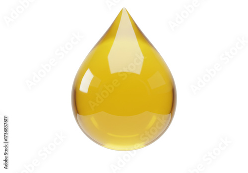 Golden drop of oil PNG illustration isolated on transparent background for design projects Liquid honey droplet