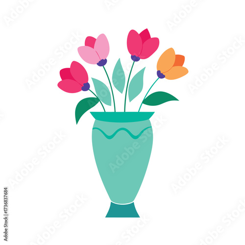 flat color vector of a glossy porcelain vase