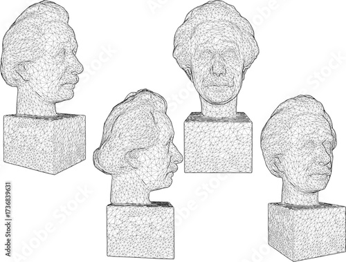 sketch vector illustration design statue philosopher thinker inventor classic vintage 