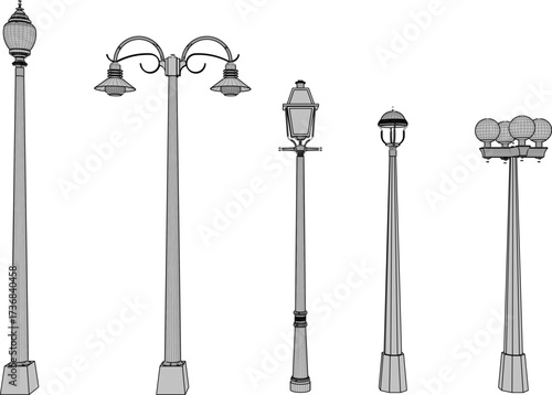 sketch vector illustration silhouette design city park lamp antique classic vintage ethnic europe  