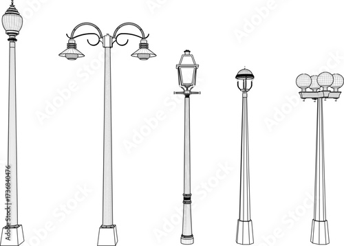 sketch vector illustration silhouette design city park lamp antique classic vintage ethnic europe  