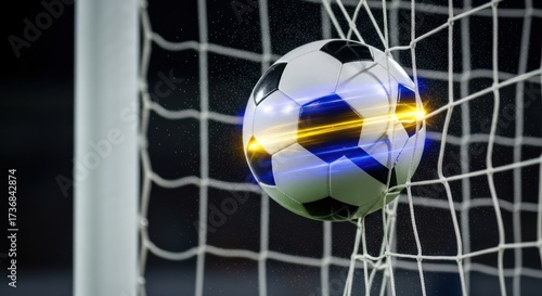 Wallpaper Mural Dynamic action capturing the energy of a soccer ball hitting the back of the net in a match Torontodigital.ca