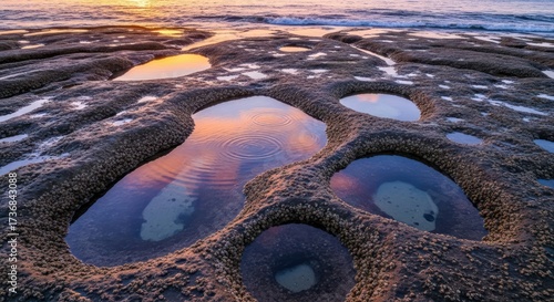 Wallpaper Mural Reflections of dawn on the tide pools reveals natures mesmerizing artistry on the shore Torontodigital.ca