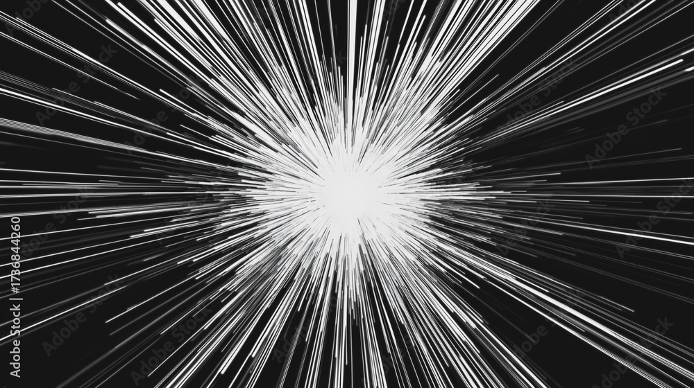 Obraz premium 白黒の放射ラインが広がるスターバースト