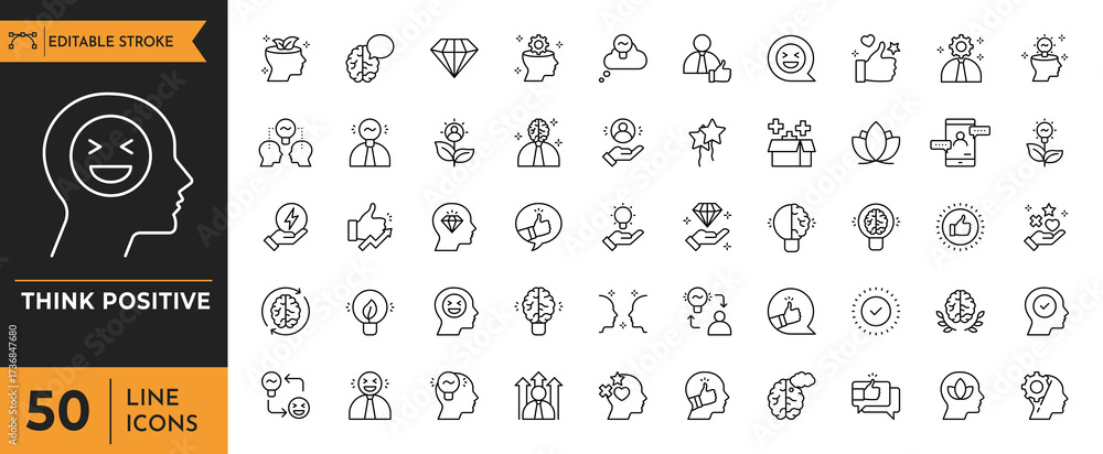 Positive thinking icon set. Vector illustration Stock Vector | Adobe Stock