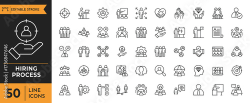Hiring Process icon set. Vector illustration