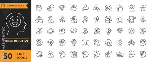 Positive thinking icon set. Vector illustration