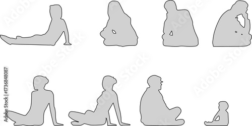 vector sketch illustration design silhouette of people doing activities  