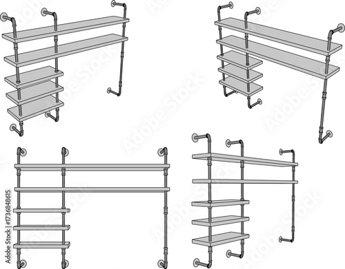 vector sketch illustration design wardrobe shelf furniture tv cabinet modern industrial for home interior living room