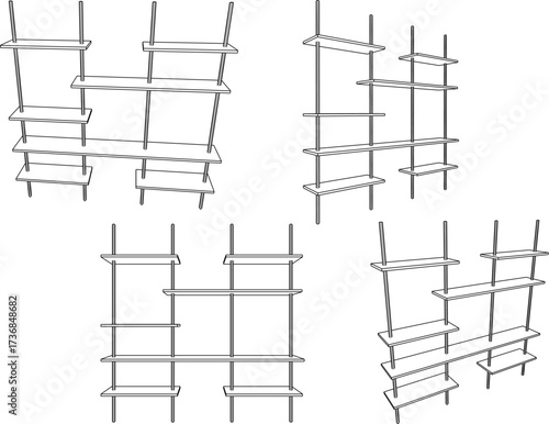 vector sketch illustration design wardrobe shelf shop display