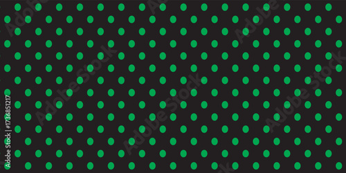 Green and black seamless polka dot pattern vector