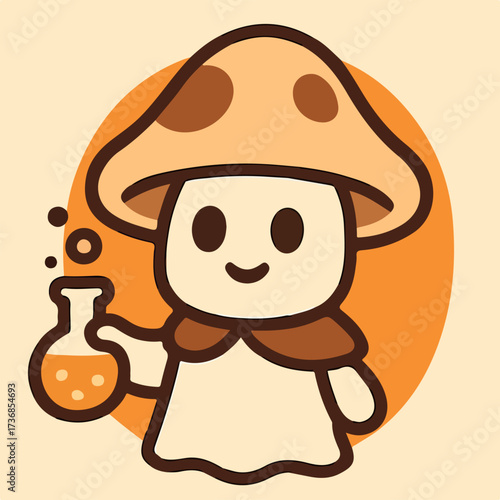 Mushroom Alchemist with Potion Flask — Cute Forest Wizard