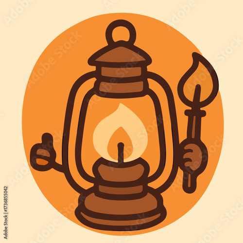 Vintage Lantern Character — Cozy Light with Spoon & Match