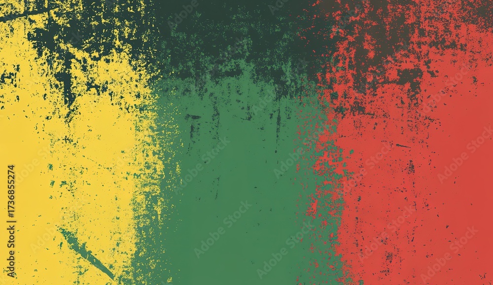 Fototapeta premium Background of a grunge-style color gradient in green, red, and yellow.