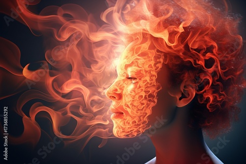 Head Made of Swirling Glowing Energy