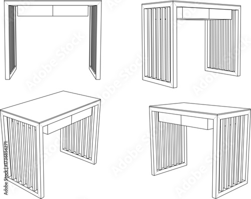 vector sketch illustration of modern minimalist dressing table furniture design 