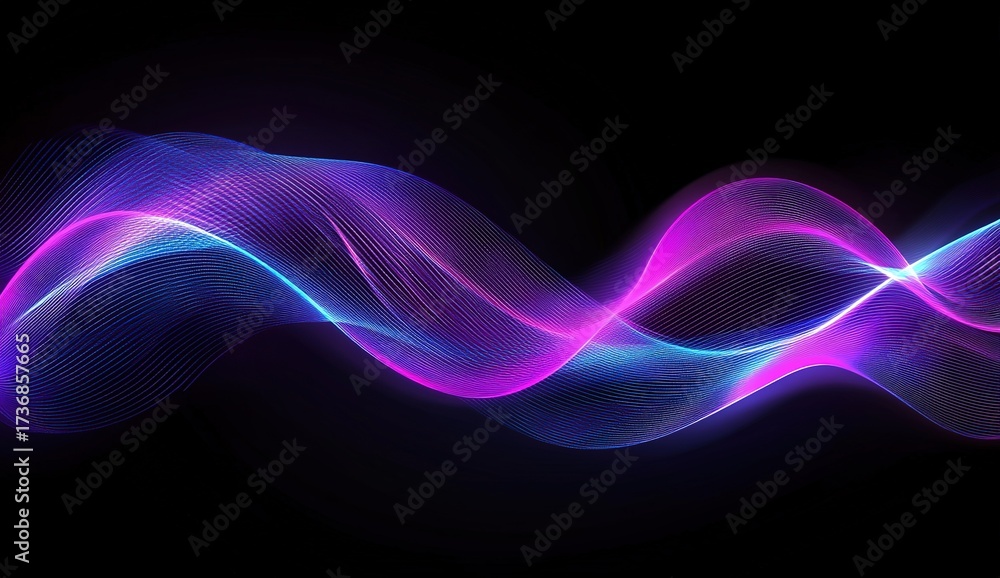 Fototapeta premium Blue glowing lines on a black background vector presentation design.