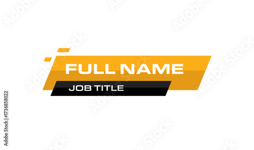 Minimalist name and job title lower third with yellow and black.