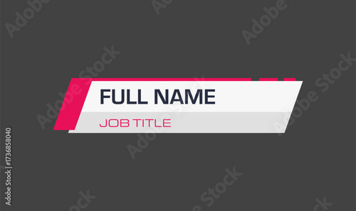 Lower third corporate name and job title simple and minimalist style.