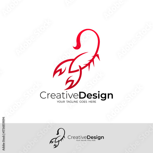 logo of a red scorpion crawling, a dangerous and deadly animal