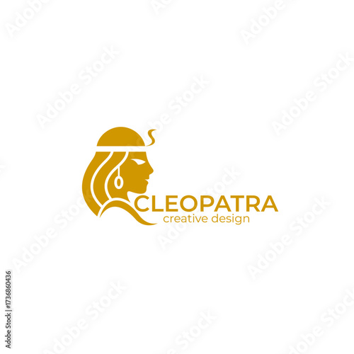 Ancient Egyptian queen logo with a simple and luxurious appearance