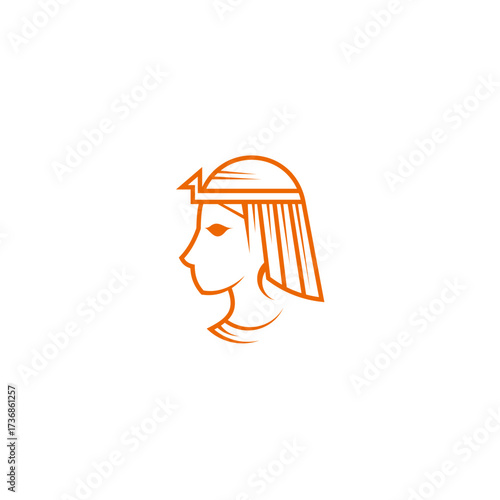 the extraordinary beauty logo of queen Cleopatra, line style