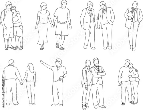 vector sketch illustration silhouette design image of people pairing up with boyfriend and coworker  