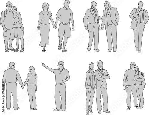 vector sketch illustration silhouette design image of people pairing up with boyfriend and coworker
