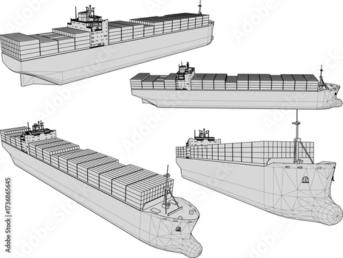 vector sketch illustration silhouette design of cargo ship carrying goods to travel around the world