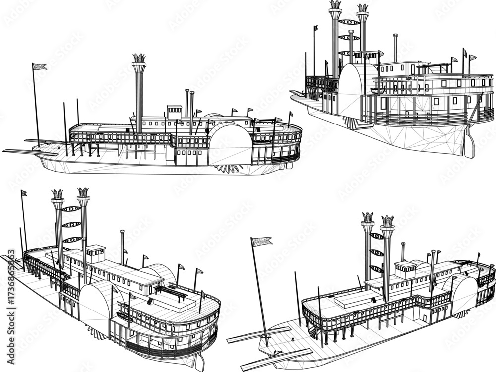 Obraz premium vector sketch illustration silhouette design of cruise ferry ship for world travel