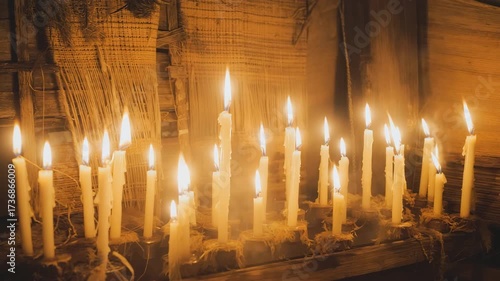 Burning candles creating a warm and spiritual atmosphere