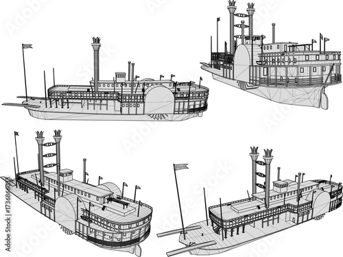 vector sketch illustration silhouette design of cruise ferry ship for world travel 