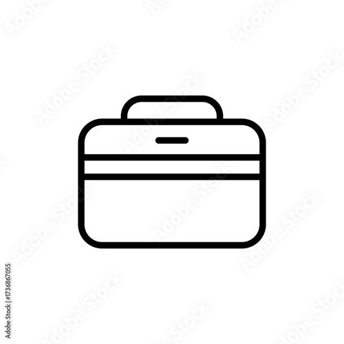 Minimalist line art icon of a business briefcase. Vector graphic symbol representing a work portfolio, professional case, or office bag isolated on a white background