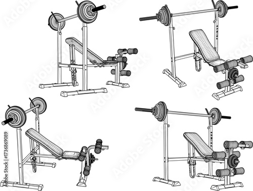 vector sketch illustration silhouette design of fitness machine sport fitness in gym center  