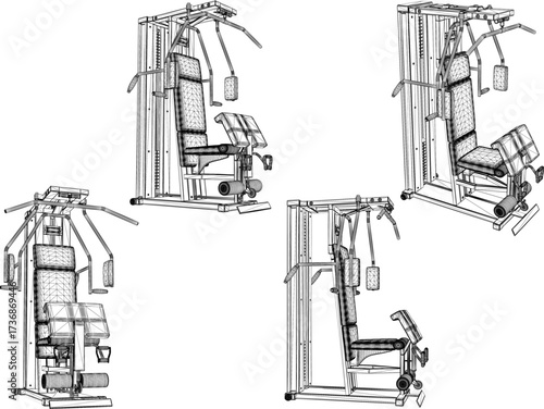Wallpaper Mural vector sketch illustration silhouette design of fitness machine sport fitness in gym center   Torontodigital.ca