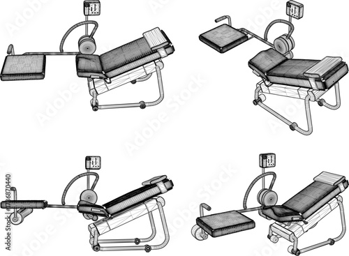 vector sketch illustration silhouette design of fitness machine sport fitness in gym center  
