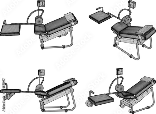 vector sketch illustration silhouette design of fitness machine sport fitness in gym center  