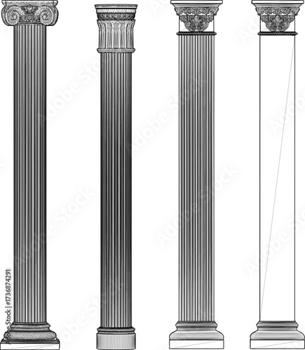 Wallpaper Mural vector sketch illustration silhouette design pillar column building classic vintage ethnic roman greek   Torontodigital.ca