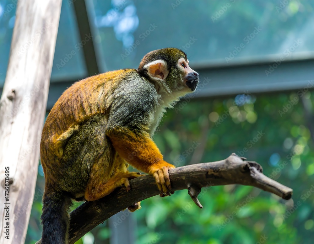 Obraz premium Monkey perched on branch