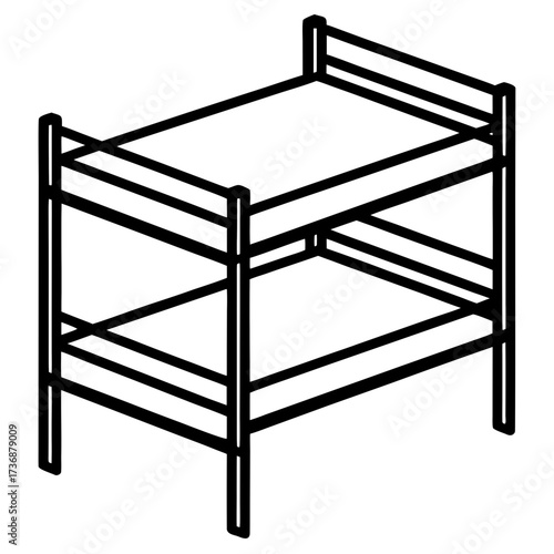Minimal Bunk Bed Line Art Vector Illustration on White Background