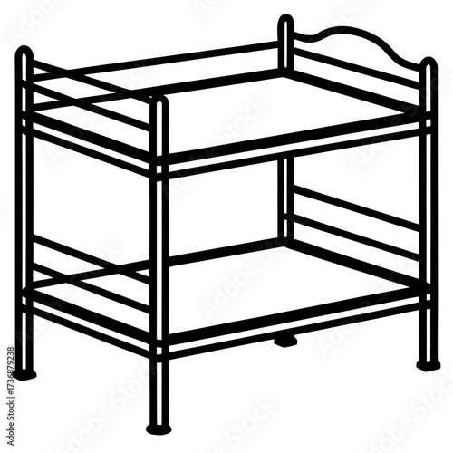 Flat Bunk Bed Vector Design in Simple Line Art Style