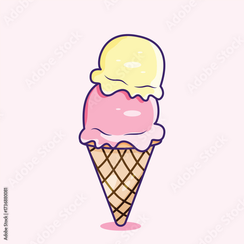 Illustration Ice Cream Double Cone