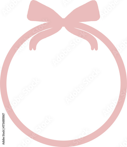 A soft pink circular frame with a ribbon bow at the top. Perfect for girly, romantic, or wedding-themed designs such as invitations, greeting cards, posters, packaging, and digital artwork.