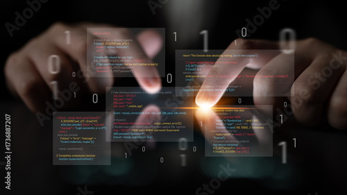 Foto Unsecure and buggy programming code filled with errors and strange logic