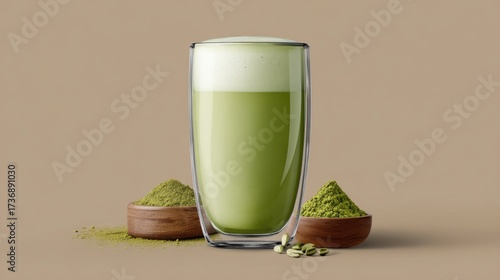 Refreshing green beverage preparation kitchen photo minimalist close-up healthy living concept