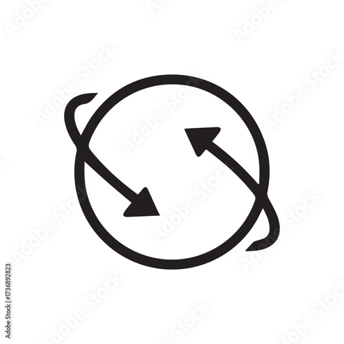 Circular arrows icon representing rotation, refresh, or cycles, symbolizing continuous movement and processes