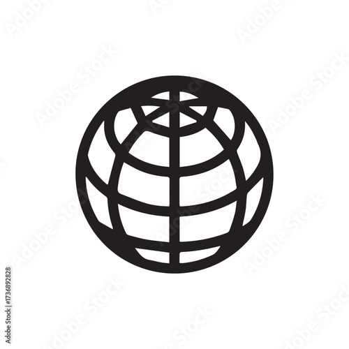 Globe Icon Modern Black and White Design of the World for Global Communication and Web Use