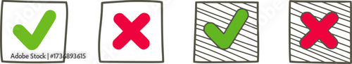 Green checkmark red cross symbols check mark cross mark