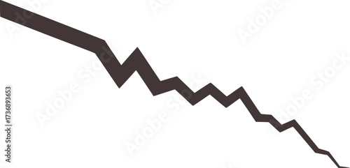 Jagged dark gray line descending diagonally graph chart